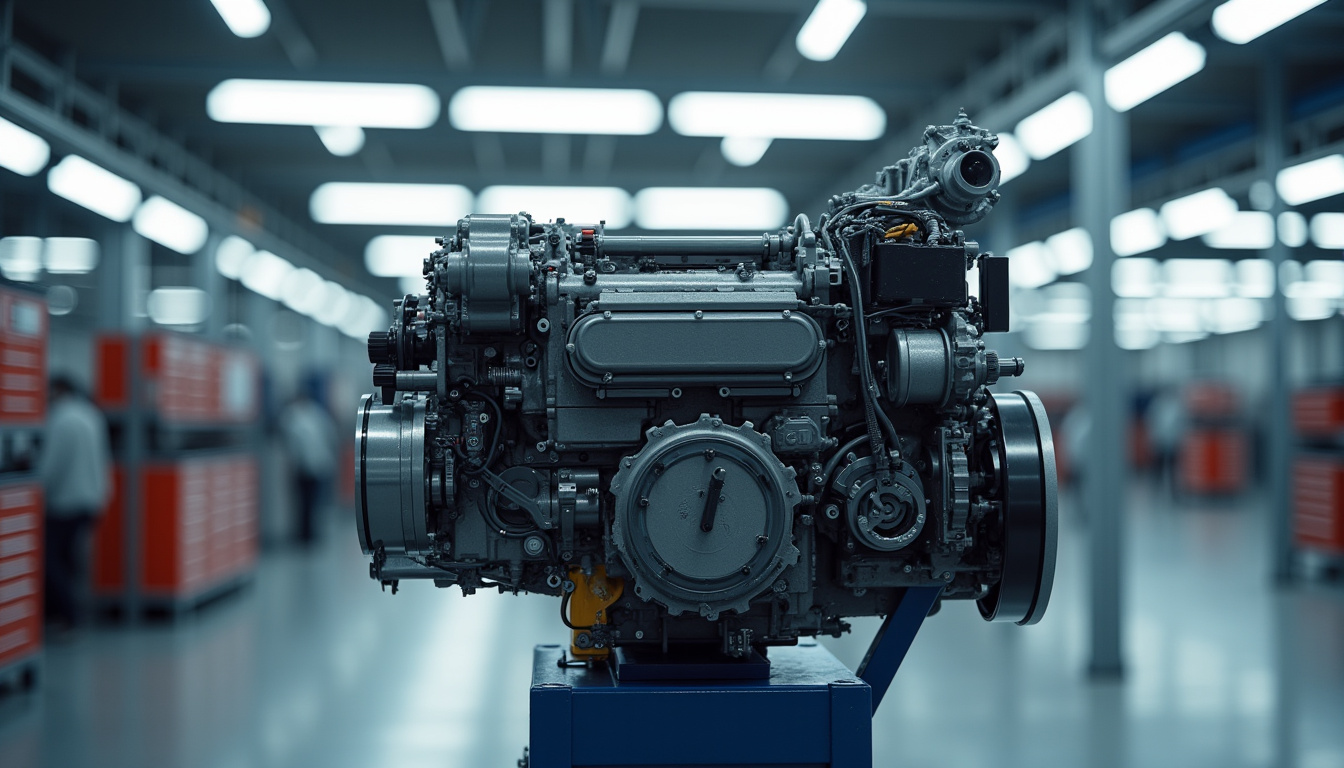 Embase de moteur hors-bord 2 temps démontée, montrant les engrenages internes