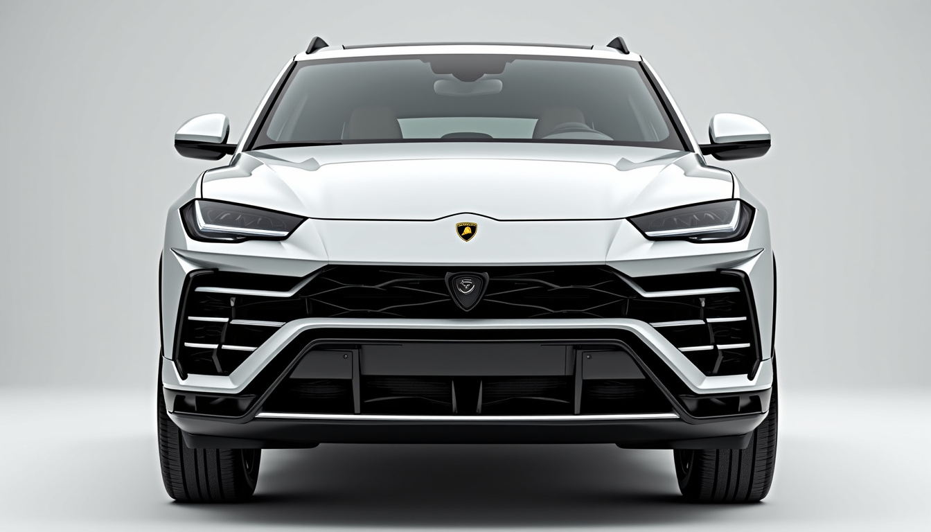 Vue de face de la Lamborghini Urus 2026 avec ses phares en Y caractéristiques et son capot bombé