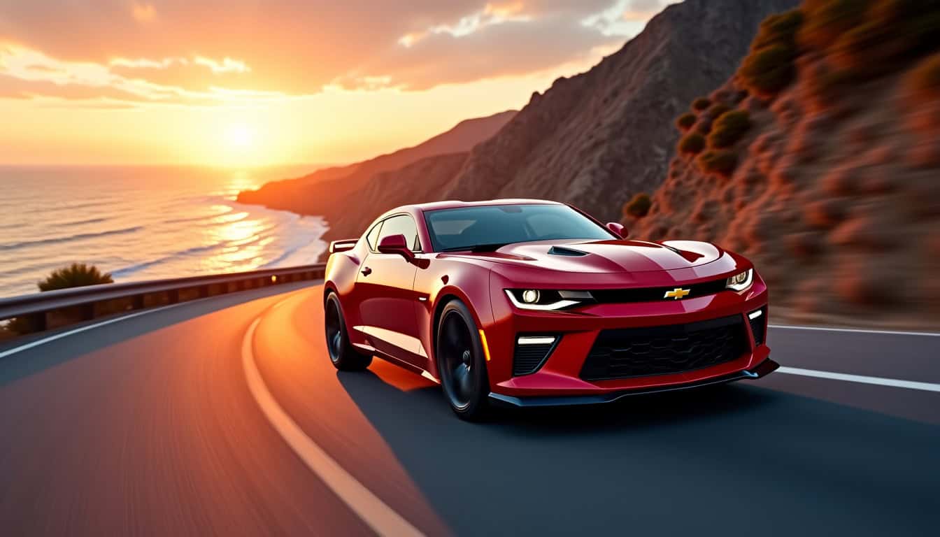 Essai routier de la Chevrolet Camaro SS automatique sur une route sinueuse, montrant son comportement dynamique