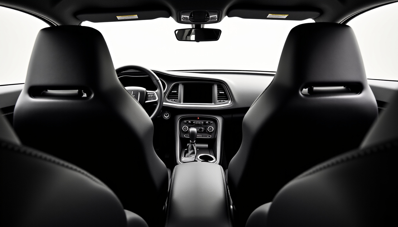 Intérieur minimaliste de la Dodge Challenger SRT Demon 2018 montrant le volant, les jauges et l