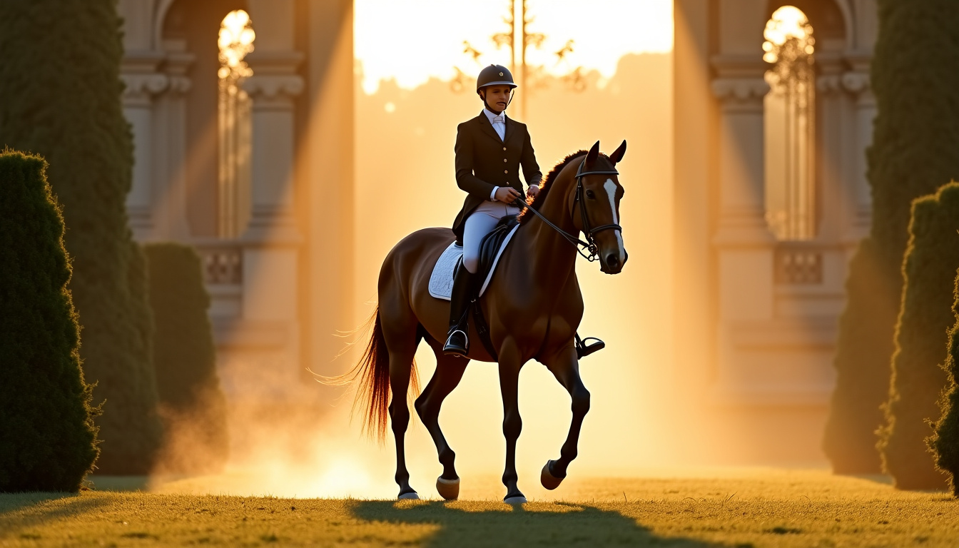 Épreuve de para-dressage en compétition au château de Versailles lors des Jeux paralympiques