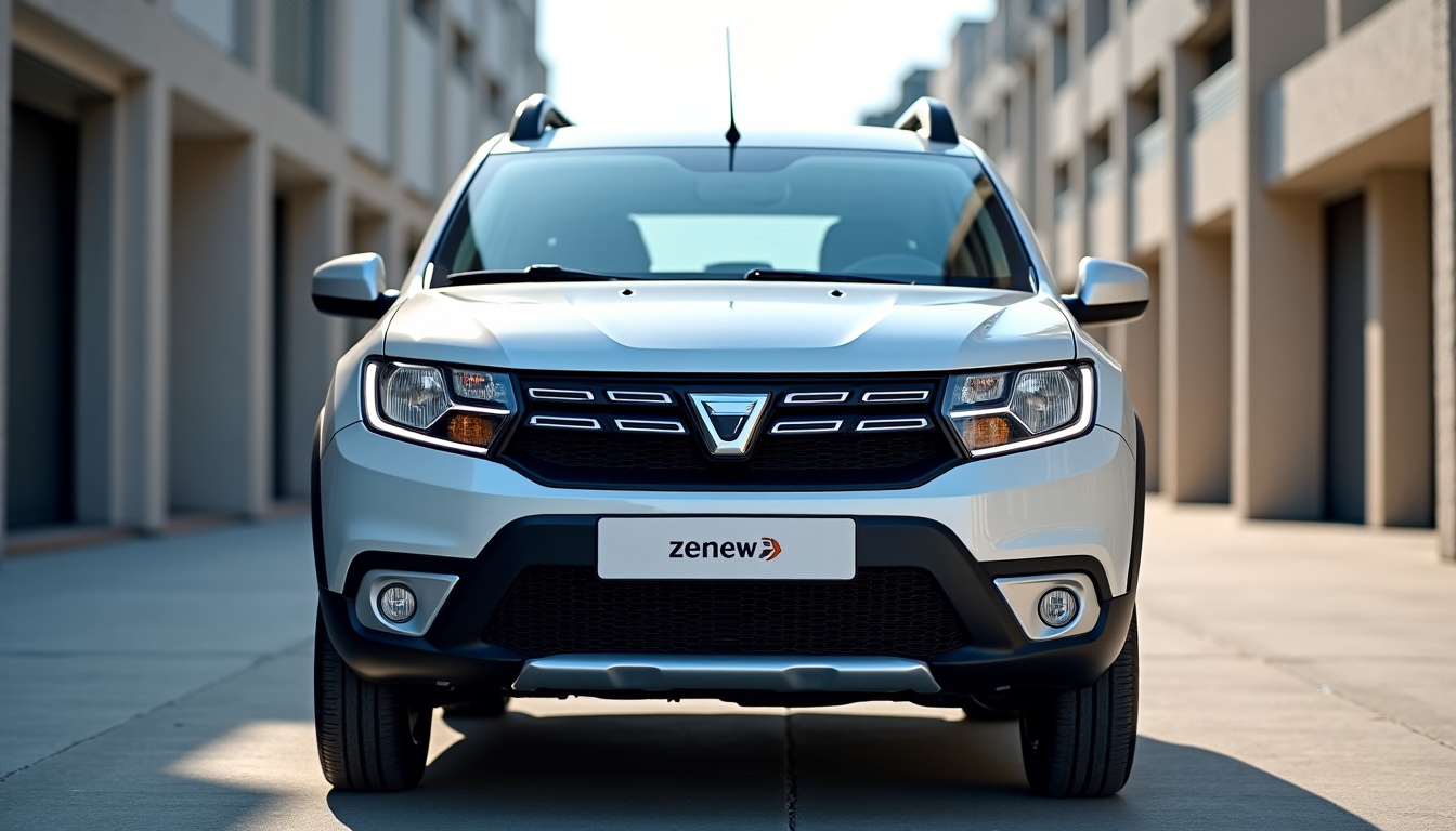Vue de face de la Dacia Sandero Stepway 2026 en extérieur, mettant en valeur son design crossover avec calandre spécifique, feux LED et jantes 16 pouces