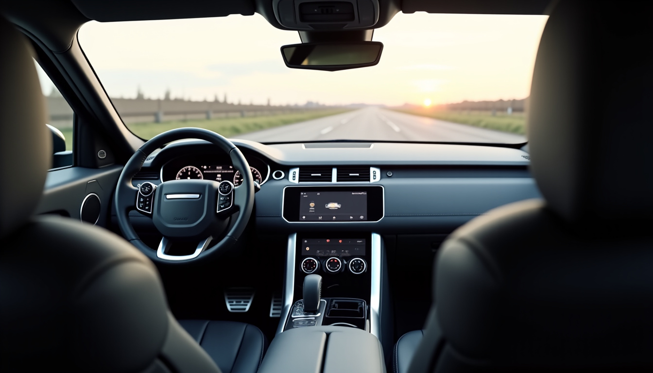 Vue du poste de conduite du Range Rover Evoque, montrant l