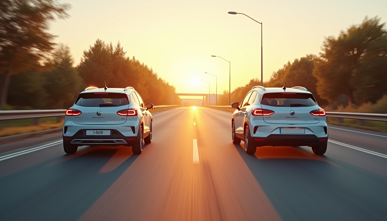 Conduite urbaine et autoroutière d'une voiture équipée du moteur 1.2 PureTech, illustrant les différences de consommation selon le type de trajet
