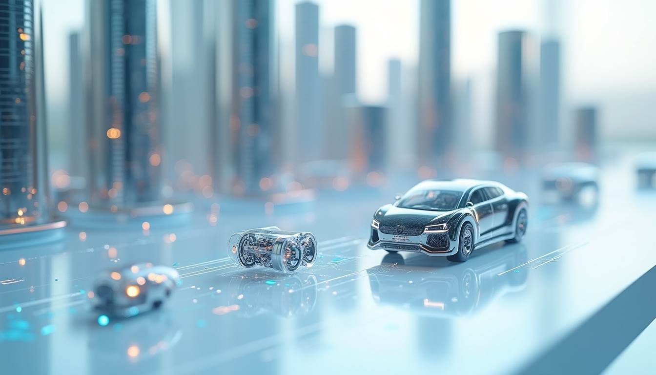 Représentation futuriste de l'achat de pièces automobiles avec intelligence artificielle et traçabilité