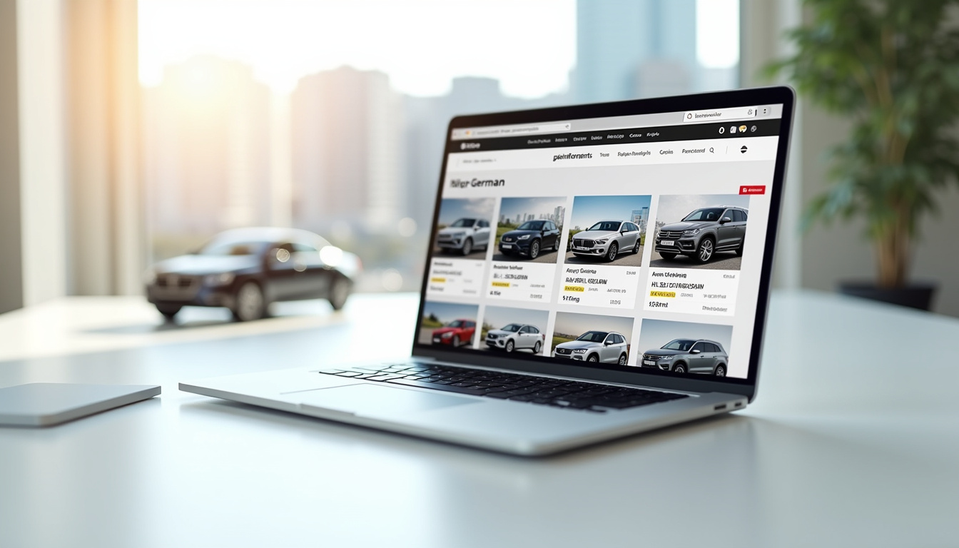 Consultation d’un site spécialisé en voiture d’occasion allemande sur ordinateur