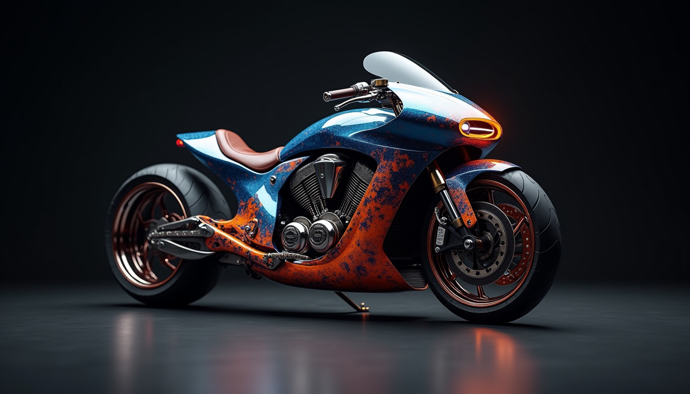 Moto avec carénage personnalisé et peinture sur mesure
