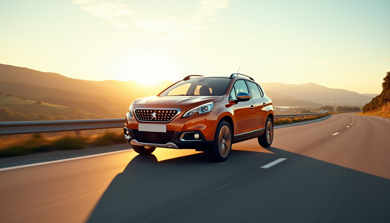 Peugeot 2008 hybride en déplacement sur autoroute à vitesse stabilisée