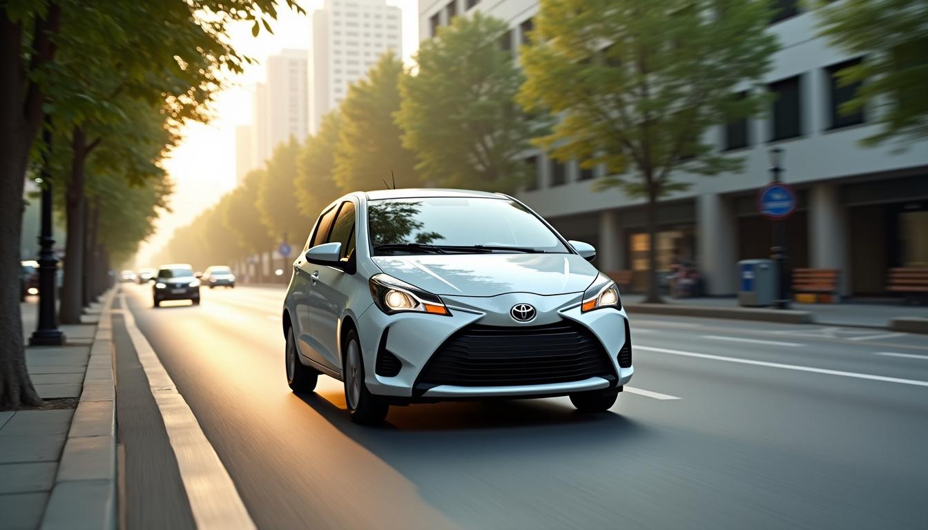 Toyota Yaris Hybride en circulation en milieu urbain