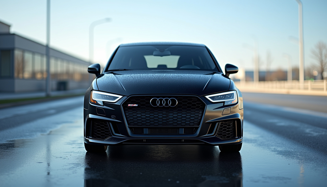 Audi S3 Sportback vue de face, design dynamique et élégant en lumière naturelle