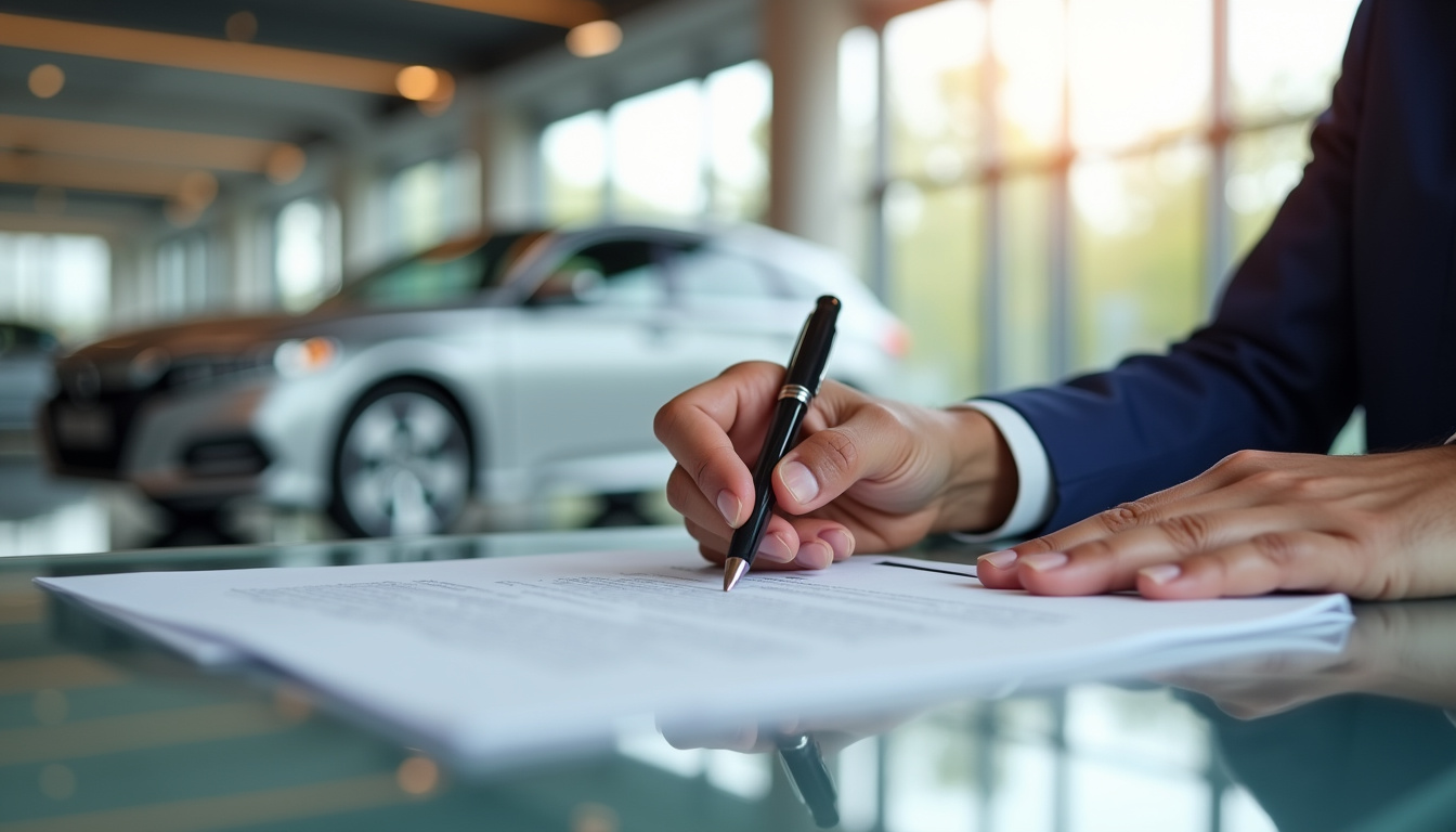 Signature d'un contrat de leasing automobile dans une concession